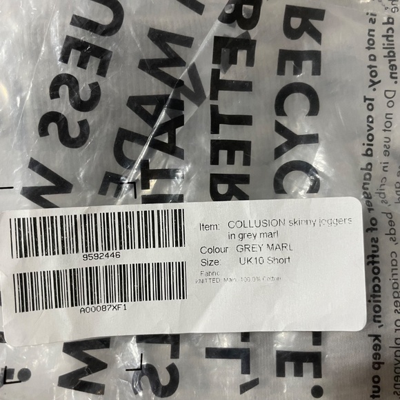 New Collusion Skinny Joggers Sweatpants Heather Grey Size 6 Short Length - Picture 16 of 16